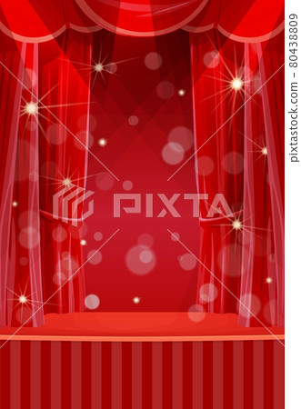 Red curtains on stage, circus or theater scene Red curtains on stage, circus or theater scene 80438809