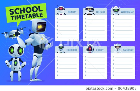 School timetable schedule with robots and drone School timetable schedule with robots and drone 80438905