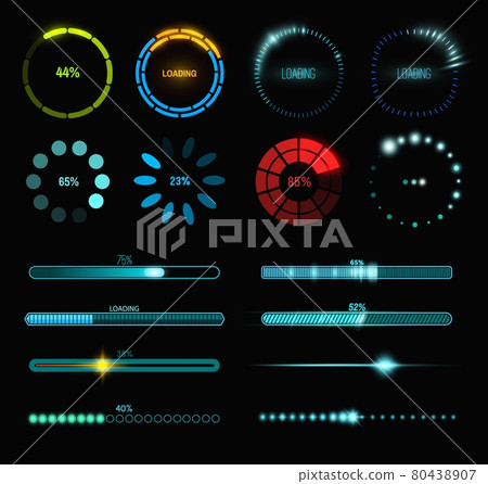 Loading process and status bar icons HUD interface Loading process and status bar icons HUD interface 80438907