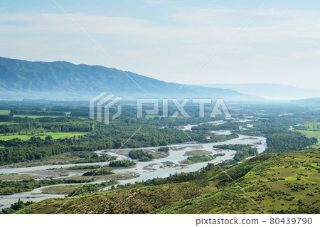 Grassland and river in a sunny day. 80439790