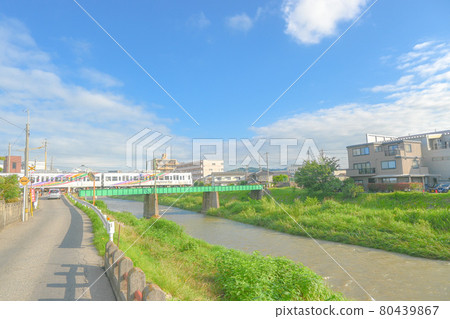 One-man train on the Kamikochi Line, Matsumoto City, Nagano Prefecture One-man train on the Kamikochi Line, Matsumoto City, Nagano Prefecture 80439867