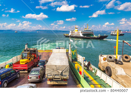 Ferry in Dardanelles strait, Turkey 80440007