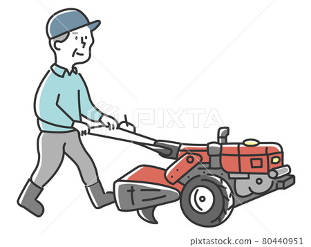 Senior man operating a cultivator Senior man operating a cultivator 80440951
