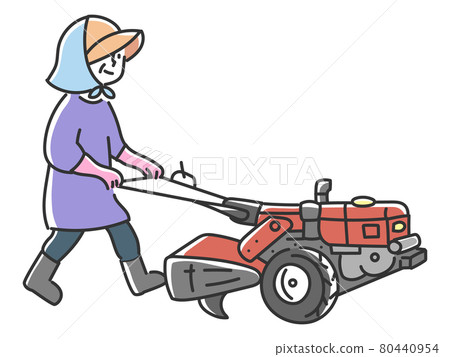 Grandma cultivating a vegetable garden with a cultivator Grandma cultivating a vegetable garden with a cultivator 80440954