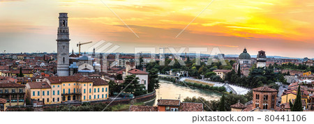 Verona at sunset in Italy 80441106