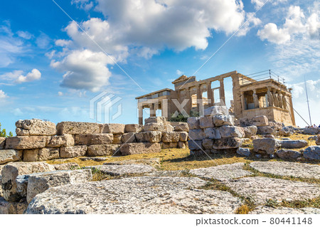 Erechtheum temple ruins on the Acropolis  in Athens 80441148