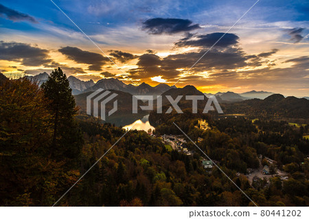 Alps and lakes at sunset in Germany 80441202