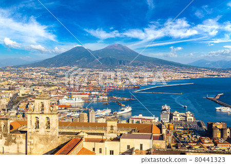 Napoli  and mount Vesuvius in  Italy 80441323