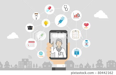 Online medical examination, internet consultation, remote medical care concept banner illustration 80442162