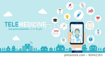 Online medical examination, internet consultation, remote medical care concept banner illustration Online medical examination, internet consultation, remote medical care concept banner illustration 80442163