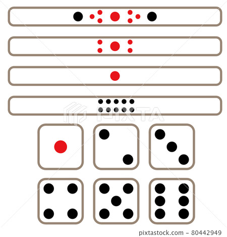 Mahjong tiles, point sticks, dice 80442949