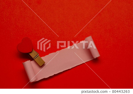 Torn paper with red paper background. Valentine's Day concept. Blank for text use Torn paper with red paper background. Valentine's Day concept. Blank for text use 80443263