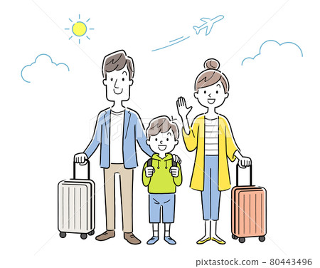 Vector Illustration Material: Traveling Family of 3 80443496