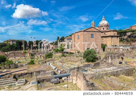 Ancient ruins of Forum in Rome 80444659