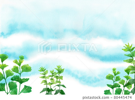 模擬水彩背景材料水下水生植物 模擬水彩背景材料水下水生植物 80445474