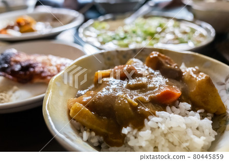 homemade curry rice food on table 80445859