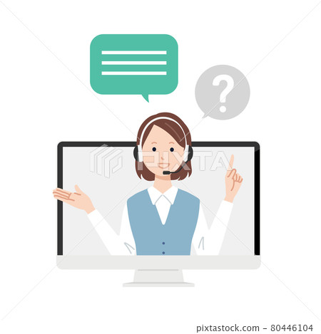 Call center, personal computer, customer service, online, women 80446104