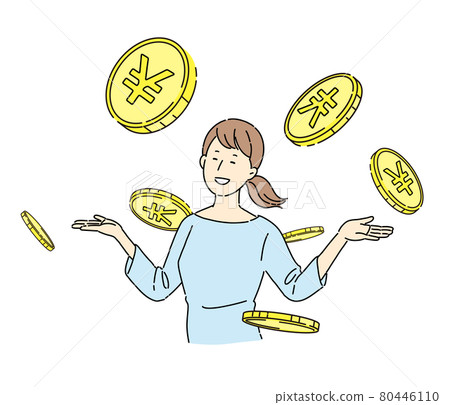 Money, profit, women, coins, yen, coins 80446110