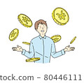 Money, profit, men, coins, yen, coins 80446111