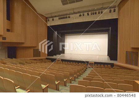 Unmanned stage, theater with spectators' seats Unmanned stage, theater with spectators' seats 80446548