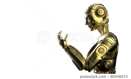 Gold AI robot 3D illustration - Stock Illustration [80446653] - PIXTA