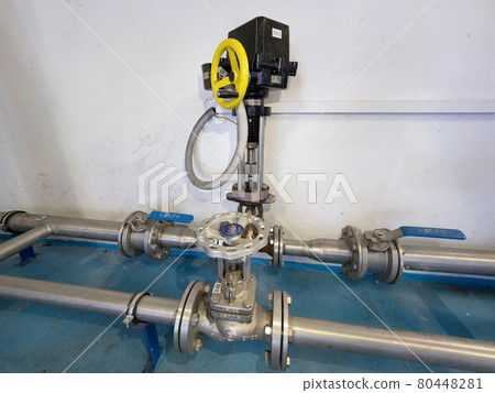 Stainless stopcock valve on stainless gas pipeline branch 80448281