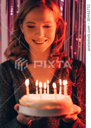 birthday woman holiday cake festive celebration 80448752
