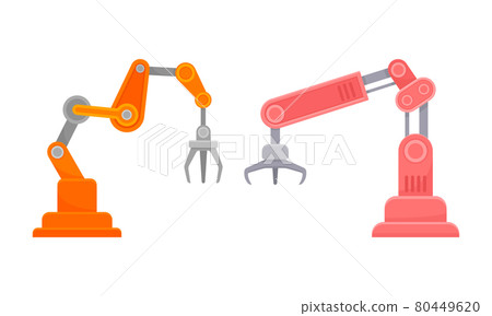 Robotic Mechanical Programmable Arm with Joints for Industrial Assembly Operation Vector Set 80449620