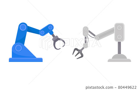 Robotic Mechanical Programmable Arm with Joints for Industrial Assembly Operation Vector Set 80449622