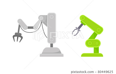 Robotic Mechanical Programmable Arm with Joints for Industrial Assembly Operation Vector Set 80449625