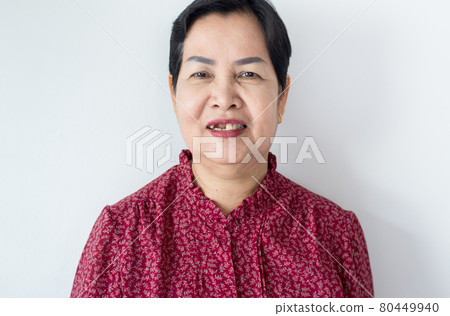 Senior asian woman with broken tooth,Dental prosthesis,False teeth 80449940