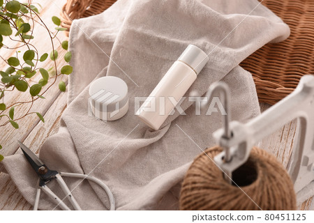 Skin care bottle and living room scenery Skin care bottle and living room scenery 80451125