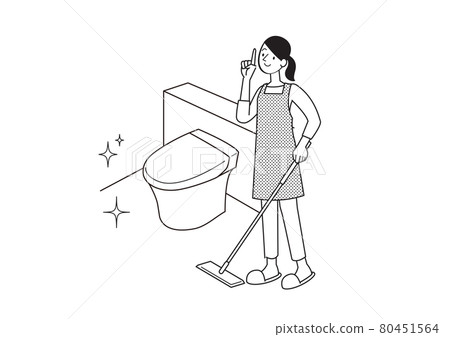 女性插畫廁所清潔改革 80451564