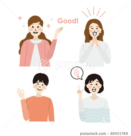 Smile woman icon illustration material set Smile woman icon illustration material set 80451769