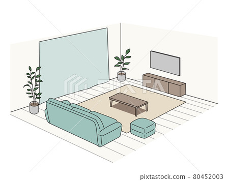 living room, interior, interiors - Stock Illustration [80452003] - PIXTA