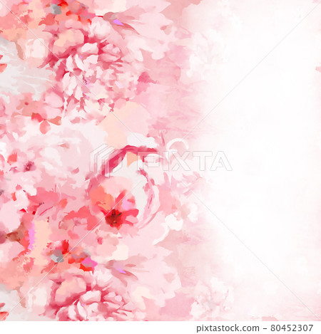 Beautiful pink watercolor rose and peony flowers Beautiful pink watercolor rose and peony flowers 80452307