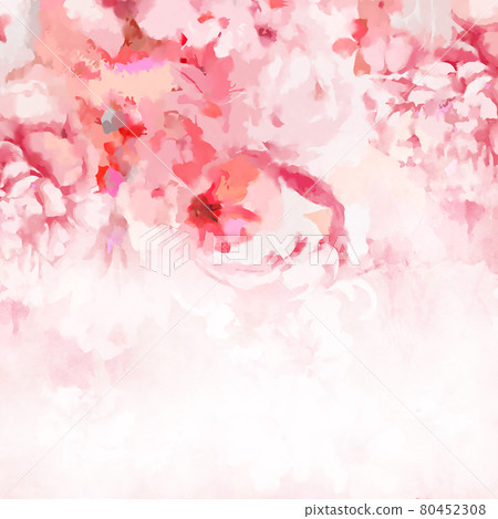 Beautiful pink watercolor rose and peony flowers 80452308