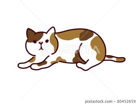 一隻簡單可愛的貓 / 印花布貓的插圖 80452659