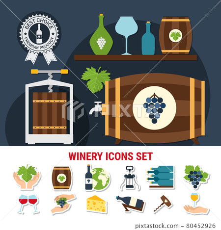 Wine Flat Icons Set - Stock Illustration [80452926] - PIXTA