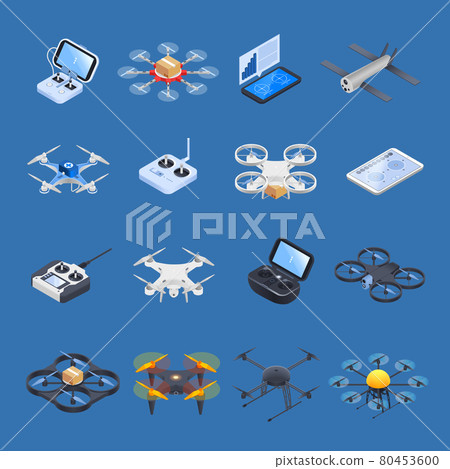 Drones Isometric Icons - Stock Illustration [80453600] - PIXTA