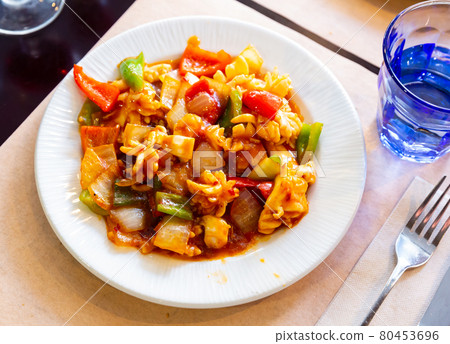 Stewed vegetables with soy sauce. Stewed vegetables with soy sauce. 80453696