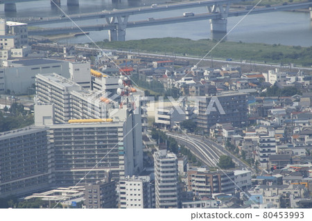 View from Tokyo Sky Tree: Tokyu Denentoshi Line 8500 series directly connected to Tobu Sky Tree Line View from Tokyo Sky Tree: Tokyu Denentoshi Line 8500 series directly connected to Tobu Sky Tree Line 80453993