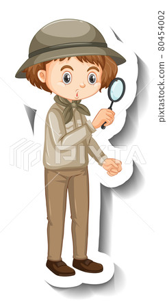 Girl wearing safari outfit cartoon character sticker Girl wearing safari outfit cartoon character sticker 80454002