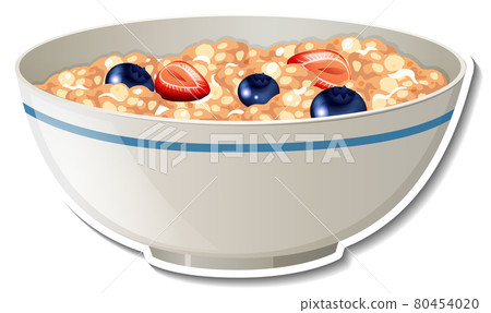 A bowl of cereal sticker on white background A bowl of cereal sticker on white background 80454020