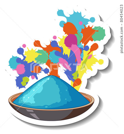 Blue powder colour in a bowl on white background 80454023
