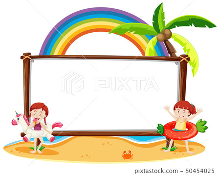 Summer Beach theme with empty banner isolated on white background Summer Beach theme with empty banner isolated on white background 80454025