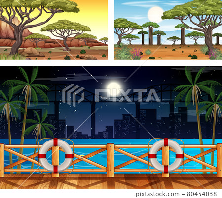 Set of different forest horizontal scenes 80454038