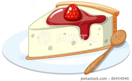 A piece of strawberry cheese cake on a plate with a spoon isolated A piece of strawberry cheese cake on a plate with a spoon isolated 80454040