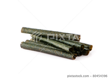 dry seaweed roll isolated on the white background dry seaweed roll isolated on the white background 80454396