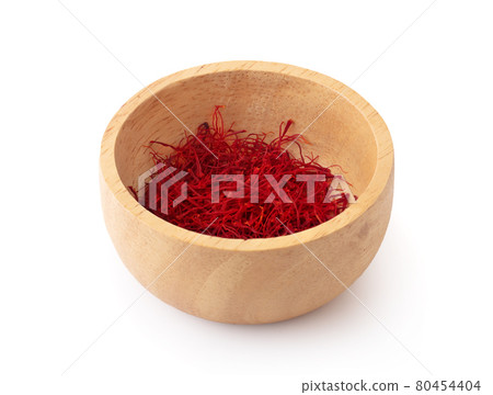 Pile of saffron threads an isolated on white background Pile of saffron threads an isolated on white background 80454404
